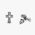 Trendy brand CH Croling old-fashioned vintage Thai silver with diamond cross flower Scout flower stud earrings collection of men and women 925 silver needles. 
