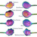 NAMUNY 16 Flower Spoon Set, 410 Stainless Steel Reusable Tea Spoon, Stirring Spoon, Coffee Spoon (4.9 Inch, Rainbow). 