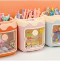 Cute Multifunctional Piggy Pen Holder Students Desktop Large Capacity Stationery Organizer Cartoon DIY Multi-compartment Holder. 