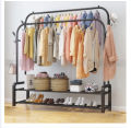 Coat hanger Rack hall Shelves With Heavy Duty Full Body Iron steel Hooks/ Double/ Single Pole Clothe Hanger Stand With Shoe Rack. 