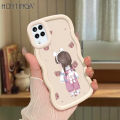 Hontinga for Samsung Galaxy A12 A12 5G M12 Back Cover Cute Girl Pattern Luxury Soft Silicone Macaron Wave Mobile Case. 