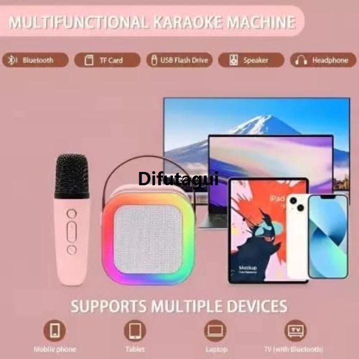 Difutagui%20A%20microphone%20includes%20a%20compatible%20bluetooth%20light%20LEDRGB%20with%20cara%20Fashion%20portable%20K12%20mini%20OK%20microphone%20and%20speaker,%20speaker%20microphone%20(%20-%20Image%206