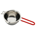 Kqueebee 400ml Chocolate Melt Pot, Stainless Steel Melt Bowl Suitable for Candy Making Double Nozzle with Front Hook Red. 