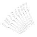 10Pcs Stainless Steel Reusable Fruit Fork Cake Snack Dessert Salad Flatware Fork Two- Fork Set Kitchen Tool 13cm. 