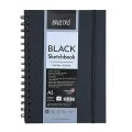 Brustro Black Sketchbook, Wiro Bound, Size A5, 200GSM (40 Sheets) 80 Pages. 