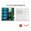 2X 4CH Zigbee Smart Light Switch Module AC 85-250V RF433 Receive 10A Relays Work with Alexa Assistant,Tuya Smart Life. 