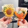 Qixi Festival Handheld Small Finished Knitted Suower Yarn Woven Handicraft Teachers Day Event Artificial Flower Bouquet. 