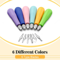 (GGBR) 6Pack Craft Linoleum Cutter Kit Carving Tools Assortment Linocut Tools Block Cutters for Block Printing, Assorted Color. 