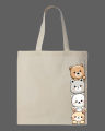 Cute Peeking Animals Printed Tote Bag – Eco-Friendly Cotton Shoulder Shopping Bag-White, Black. 