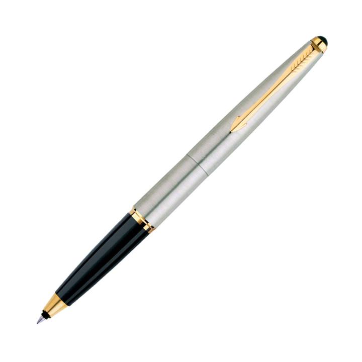Parker%20Galaxy%20Stainless%20Steel%20Gold%20Trim%20Roller%20Ball%20Pen%20-%20Image%202