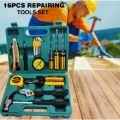 16 Pcs Tool Set – Complete Hand Tool Kit for Home, DIY, and Professional Use. 