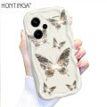 Hontinga for Redmi Note 13 Pro Plus 5G Back Cover Beautiful Butterfly Cream Texture Phone Case Wavy Edge Soft Silicone Cover. 
