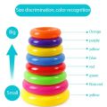 9 Color Rings Tower Baby, Colorful Rainbow Tower, Children Stacking Ring. 