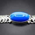 Pure Silver Bracelet With Blue Stone For Men. 