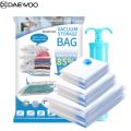 Daewoo Pack of 5 Reusable Ziplock Vacuum Storage Space Saver Bags with Travel Hand Pump for Clothes | Vaccum Storage Space Saver Bag. 