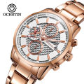 Ochstin Foreign Trade Steel Strip Men's Timer Multifunctional Watch Three Eye Calendar Night Light Carbon Fiber Casual Men's Watch. 