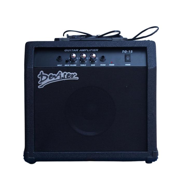 Deviser TG-15 Guitar Amplifier (15 Watts)-Black | Deviser Black 15W Guitar Amplifier For Home Use | Guitar Amplifier For Beginners