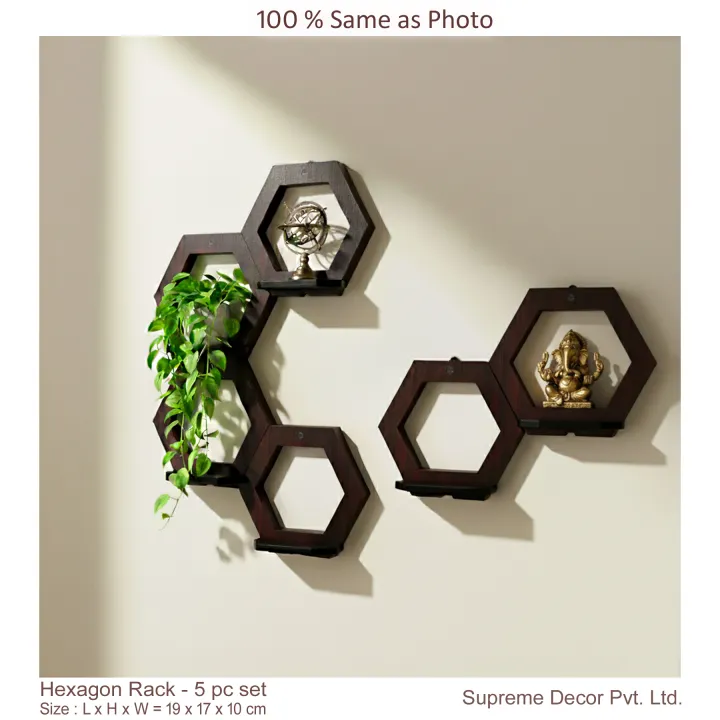 Formica%20laminated%20Hexagon%20Honeycomb%20Wall%20rack%20for%20Home%20Decor%20,%20Living%20Room%20&%20Office%20-%205%20pc%20set%20%20-%20Best%20Quality%20-%20By%20Supreme%20Decor%20-%20Image%204