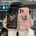 Hontinga for OPPO A55 Back Cover PU Leather Fashion Bear Print Soft Silicone Edge Phone Case. 