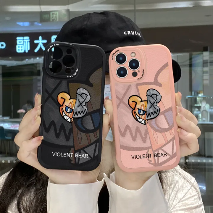 Hontinga%20for%20OPPO%20A55%20Back%20Cover%20PU%20Leather%20Fashion%20Bear%20Print%20Soft%20Silicone%20Edge%20Phone%20Case%20-%20Image%204