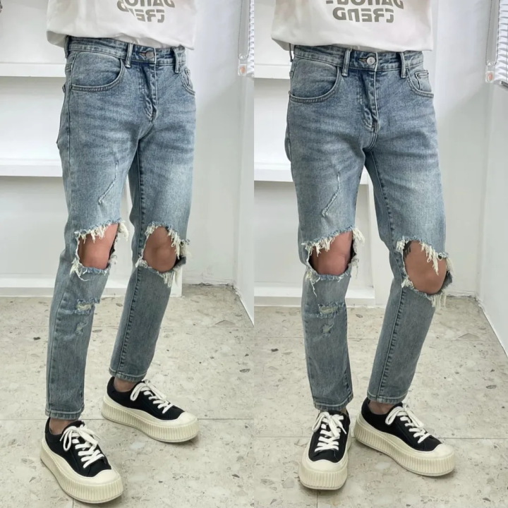 | Instyle Nepal | 1006 Knee Cut Grunge Slim Fit Jeans Pant