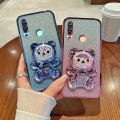 For Vivo Y12 Case Soft Silicone Bling Electroplated TPU Cell Phone Casing For Y11 2019 1904 1906 1940 Back Cover Cute Bear Stand. 