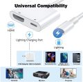 2 In1 Lighting To HDMI Adapter For iPad iPhone to TV/Projector/Monitor 1080P Screen Converter With Charging Port No Power Needed. 