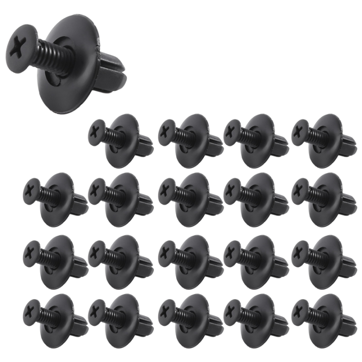 NAMUNY 20 Pcs 8mm Hole Push in Expanding Screw Panel Clips Plastic Rivet Black