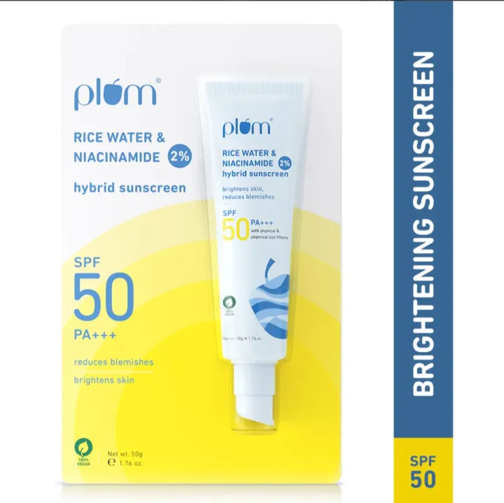 Plum%20Rice%20Water%20And%20Niacinamide%20Hybrid%20Sunscreen%20SPF%2050%20PA+++%2050g%20-%20Image%202