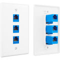 1Pack 3-Port Ethernet Wall Plate, RJ45 Wall Plate with RJ45 Inline Coupler Insert,Cat6 Jack Wall Plate. 
