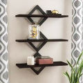 Ressence Enterprises Beautiful Diamond Design Wall Decor Shelf Rack Black Pack Of 3 Pc. 