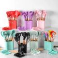 12 Piece Silicone Spatula Set with Wooden Handle including Holder. 