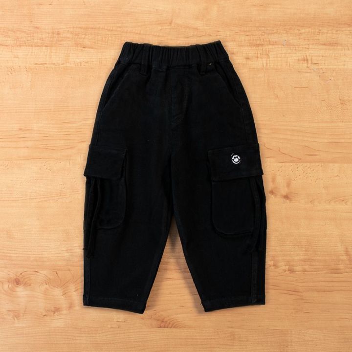 Baby%20Boy%20Pocket%20Design%20Cotton%20Black%20Cargo%20Pants%20-%20Image%202