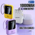 Xujiguanghui Q129 10000mAh Powerbank with 66W Super Fast Charging 20W PD Output | Built-in 4 Cables | Digital Display for Luxury Real-Time Charging | Compact High-Speed Powerbank by Qtech | Fast Charging for Android, iPhone, Laptops More. 