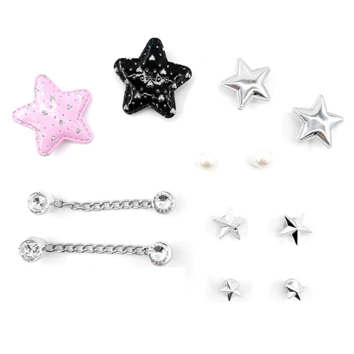 12Pcs Shoe Charms DIY Star Chain Detachable Decoration Buckle Plastic Chain DIY Shoes for Clog Sandals Shoe Charm Accessories Party Girls Gift
