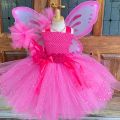 Fashion ZaozhixunbaGirls Pink Glitter Tulle Dress Kids Butterfly Fairy Tutu Dresses with Wing and Stick Hairbow Children Halloween Cosplay Costume Bargain price. 