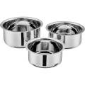 Stainless Steel 3 pcs Set Gas Stove Friendly Container cookware Set - Size Top Diameter.6.5 Inch, 7.3 Inch, 7.8 Inch. 