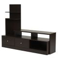 Kamakhya Decor Brown Low Height Wooden Wall TV Unit With Storage Cabinet. 