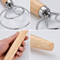 Oufeiton Baking Tool Egg Beater Premium Stainless Steel Danish Dough Whisk with Oak Handle Ideal for Baking Mixing Kitchen Baking for Perfect. 