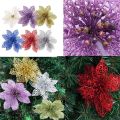 10pcs 6" Fashion Wedding Birthday Glitter Hollow Christmas Flowers Xmas Tree Decorations. 