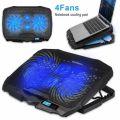 Laptop Cooling Pad 4 Fans Adjustable 10 Inch to 17 Inch Notebook Cooler, Blue Light, S18 For Any Laptop Speed Control Button. 