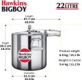 Hawkins Bigboy BB22 Pressure Cooker 22 Litre Capacity (Aluminium). 