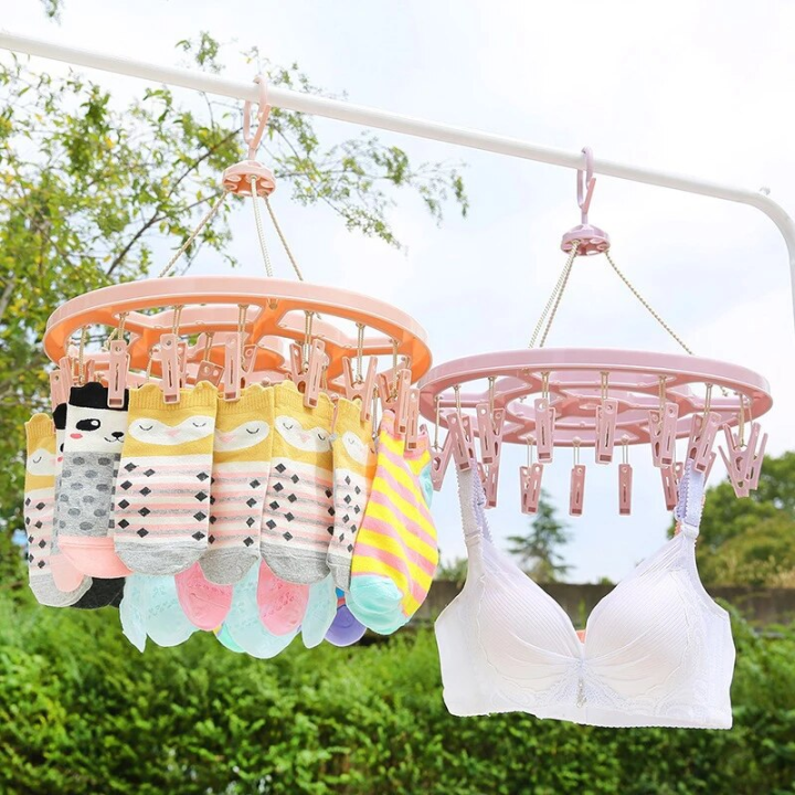 18 Clip Round Plastic Hanging Dryer Type Laundry Drying Rack Multifunctional Plastic Underwear Socks Home Drying Rack