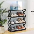 New 4-Tier Stackable Shoe Rack Organizer with Geometric Design. 