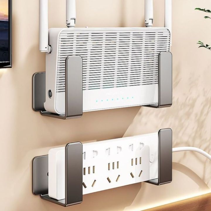 Wifi Router Bracket Durable Wall Mount Router Power Strip Holder Carbon Steel No Drill Wifi ...