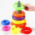 Montessori Rainbow Color Stacking Rings Tower Duck Bath Tub Toy For Kids Early Development Circle Jenga. 