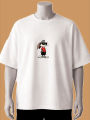 Cool Bunny Printed T-Shirt- Cream, Maroon, White, Brown, Blue, Black. 