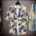 Summer New Hawaiian Shirt Thin Quick-drying Ice Silk Loose All-match Beach Printed Men's Short-sleeved Trendy Shirt. 