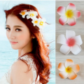 Plumeria Flower 5 Pcs Hair Clips, Side Pins Bangs Clips Flower Hairpin Hawaii Wedding Accessories For Women. 