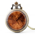 Boshiya watch accessories wholesale brown glass double globe pocket watch unisex casual quartz vintage pocket watch. 
